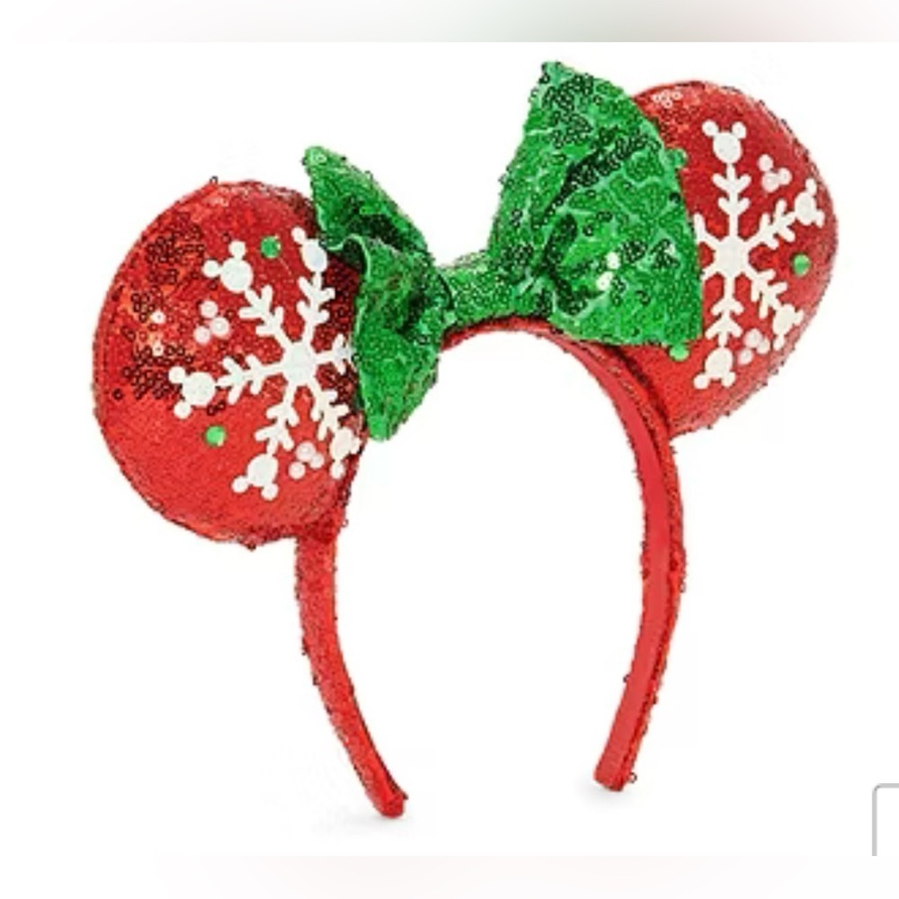 Disney Kids Minnie Mouse Red Sequin Winter Headband,Mickey Ears,Snowflake,NWT